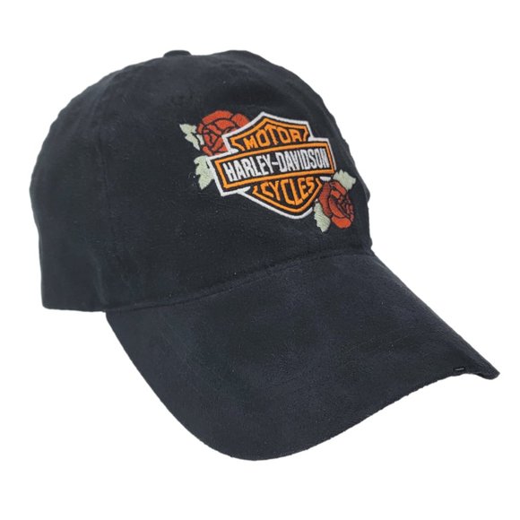 Women's Harley-Davidson Hat Black Ponytail Cap Red Roses Ladies Motorcycle Biker - Picture 2 of 9